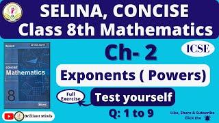 Ch- 2 Exponents Powers Class 8th ICSE  Selina Concise Maths  Exercise Test yourself