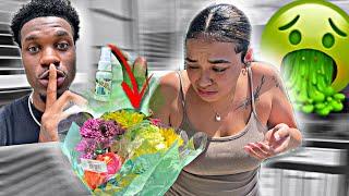 PUTTING FART SPRAY ON MY GIRLFRIEND FLOWERS TO SEE HOW REACT