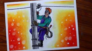 How to draw safety poster for competition  Electrical safety drawing  Vidyut suraksha drawing