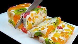 Only milk and fruit Delicious and healthy dessert without gelatin and bake in 5 minutes