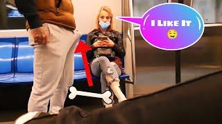 New 2023 Boner Pranks In Subway With Cute Girls  Boner Prank  Boner Prank Girls Amazing Reactions