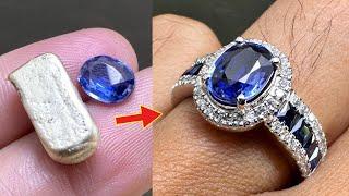 custom blue sapphire engagement ring - how its made jewelry