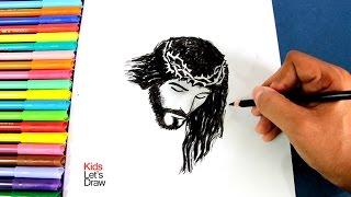 Cómo dibujar el rostro de Jesús crucificado fácil  How to draw the face of Jesus crucified easy