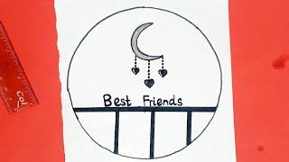 how to draw best friends drawing  circle drawing  pencil drawing  easy drawing #bff #easydrawing