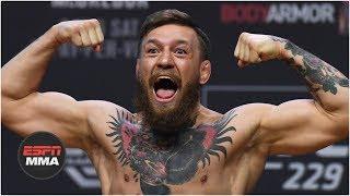 Conor McGregor vs Khabib Nurmagomedov weigh-in Conor kicks out Drake rocks Irish flag  UFC 229