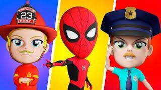 Policemen Spiderman and Firemen Song     Kids Songs and Nursery Rhymes by Lights Kids 3D