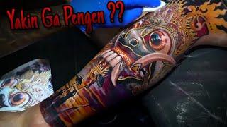 Nyambungin Tattoo Barong di Paha ‼️ Lanjut Tattoo Rangda by Lolit Made