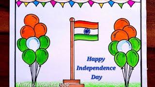 Independence Day Drawing easy  Happy Independence Day Poster drawing  15 August Special Drawing