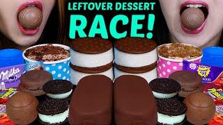 ASMR LEFTOVER DESSERT RACE CADBURY CREME EGG COOKIES MILKA OREO SNOBALLS GIANT ICE CREAM BARS 먹방