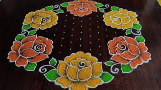 Sankranthi chukkala muggulu only 15*8 dots Easy Birds Kolam 