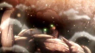 Eren menutup Wall Rose dengan batu - Shingeki no Kyojin Scene