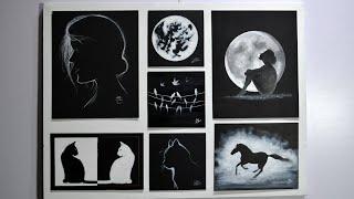 Black and White Paintings on canvas  Easy For Beginners  Acrylic  Poster colors  Collage Ideas