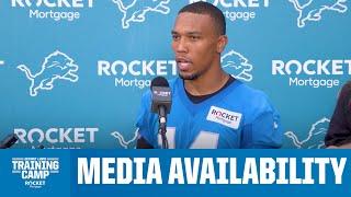 Detroit Lions players meet with the media on July 24  2024 Training Camp Day 1