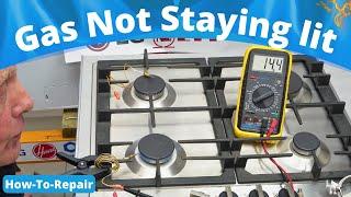 Gas Stove Top Hob Burner Not staying lit  Thermocouple How it works & Test if lights but goes out