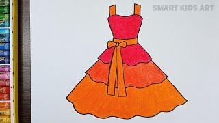 How To Draw A Frock  How To Draw A Dress  Dress Drawing  Easy Drawing  Draw Smart