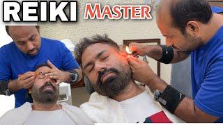 Reiki master Head massage back massage with Fire Ear removal ASMR Relaxation