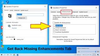 How to Get Back Missing Enhancements Tab in Sound Setting in LaptopPC