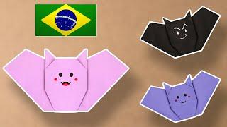 Morcego de Origami Fácil  Como fazer um morcego de papel para decoração do Dias das Bruxas