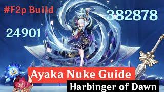 C0 F2p Ayaka Nuke Guide  Harbinger of dawn build  Ayaka showcase  Genshin Impact