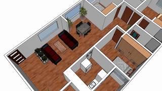 Plano de casa 3D una planta