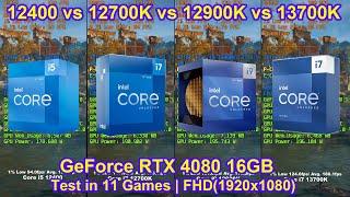 Intel i5 12400 vs i7 12700K vs i9 12900K vs i7 13700K + RTX 4080 - Test in 11 Games  FHD1920x1080