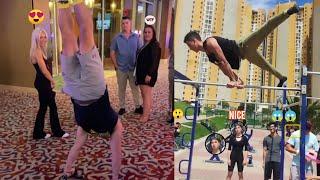 girls reacting to calisthenics  *shocked reaction* 