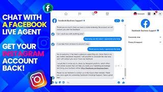 How To Get Your DISABLED INSTAGRAM ACCOUNT Back By Chatting With Facebook Live Agent  Step By Step