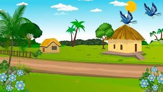 Animated village cartoon background video copyright free.........