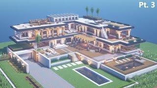 Minecraft Modern Mega Mansion Tutorial Pt. 3  Architecture Build #11