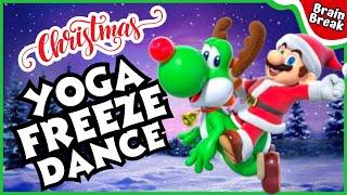 Mario Christmas Yoga Freeze Dance ️ Winter Brain Break ️ Just Dance Holiday Yoga for Kids 