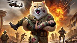 Brave Father Cat goes to War #cat #cute #ai #catlover #catvideos #cutecat #aiimages #aicat