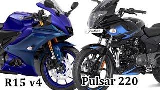 Yamaha R15 ver 4 vs Bajaj Pulsar 220F  Difference Between R15 v4 and Pulsar 220F