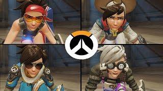 Overwatch - All Tracer Skins with All Highlight Intros