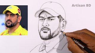 Draw of Sketches Ms Dhoni Drawing  howtodraw ms dhoni from Indian cricket player