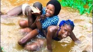 Girls Bathing in the river village  life