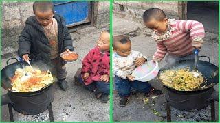 Happy Rural life of 2 brother cooking food 해물의