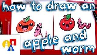 How To Draw A Cartoon Apple And Worm