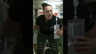 Astronaut drinking water at International Space Station  How to?  ISS Life #imaginedragons #bones