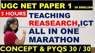 UGC NET Paper 1 - 5 HOURS Marathon Class in English  Complete Teaching  Research  ICT