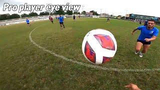 Professional football player team game training eye view