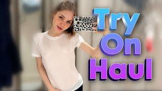4K Transparent Try on Haul  Little white T-shirt l At the mall  Whith Raychel