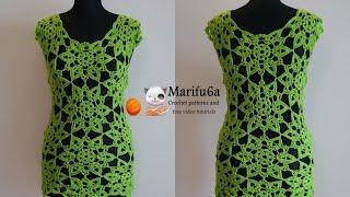 How to crochet lime top tunic with motifs  by marifu6a