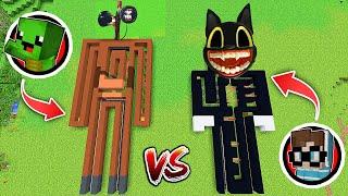 SIREN HEAD LABYRINTH vs. CARTOON CAT LABYRINTH in Minecraft