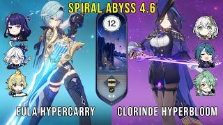 C1 Eula Hypercarry and C0 Clorinde Hyperbloom  Genshin Impact Abyss 4.6 Floor 12 9 Stars