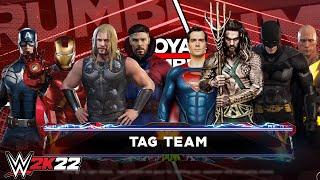 Avengers vs DC Superheroes  Tag Team ELIMINATION Match Full Gameplay - WWE 2K22 PS5 4K