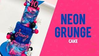 Neon Grunge Birthday Cake Tutorial  How To  Cherry School