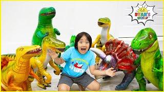 Ryan with  Dinosaur in our house adventure Pretend play