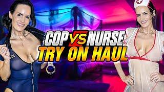 4K Nurse vs Police Officer Try-On Haul  Ainsley Adams