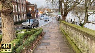 Henley-on-Thames ENGLAND  Walking Tour Thames very high in Jan & about to burst its banks? 4K