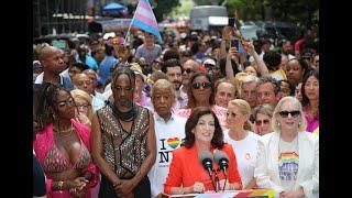 NY Gov. Kathy Hochul Speaks at NYC LGBTQ Pride Plus Billy Porter Kirsten Gillibrand Al Sharpton